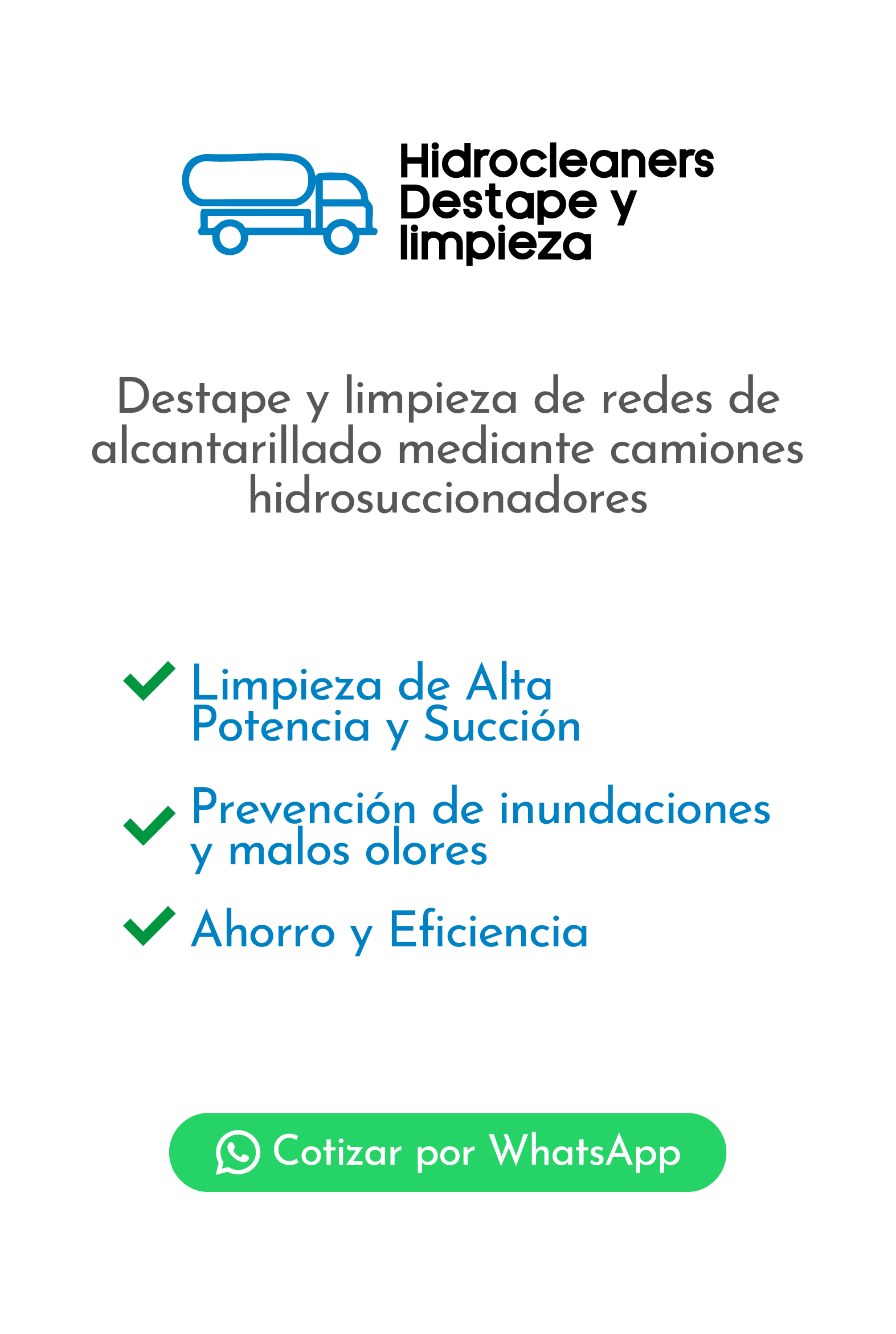 Hidrocleaners Destape y Limpieza - detalles